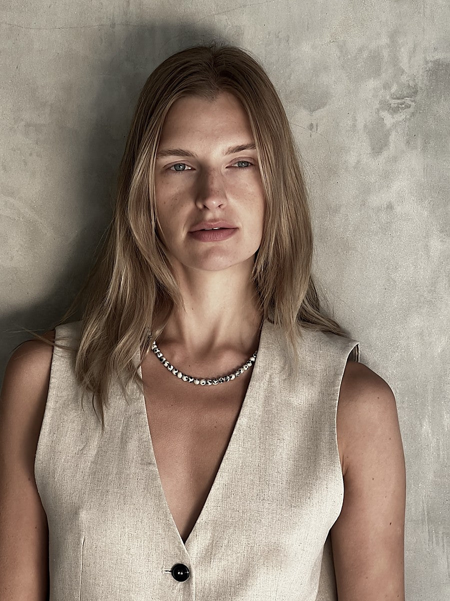 Doted beige necklace | Dalmantian Jasper