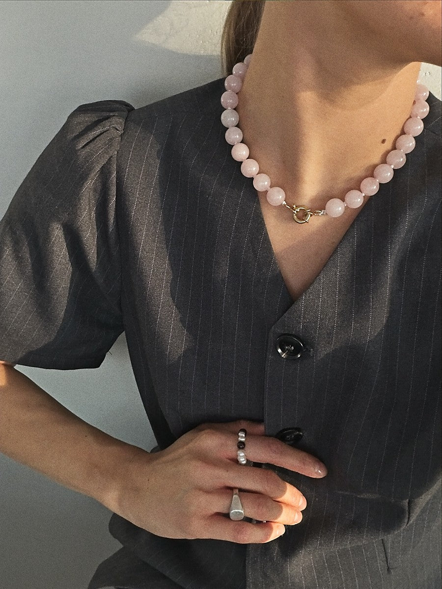 Pastel pink necklace | Rose Quartz